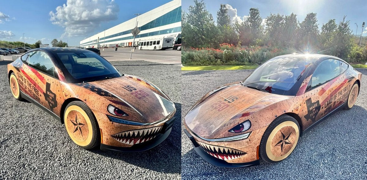 Tesla Cybercab Spotted With Fourth of July Wrap