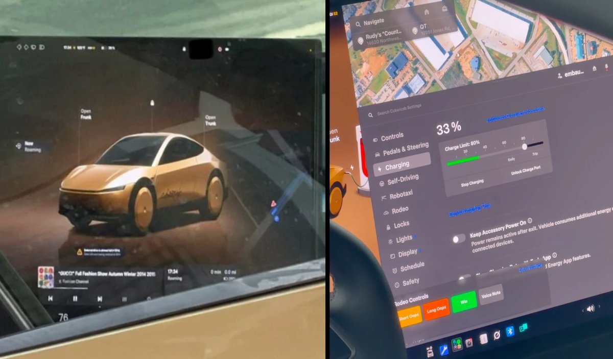 Tesla Cybercab UI Reveals Split-Screen Map, Roaming and Rodeo Controls