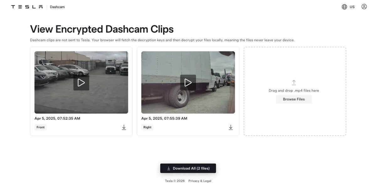 Tesla Enables Dashcam Video Encryption in Update 2026.20
