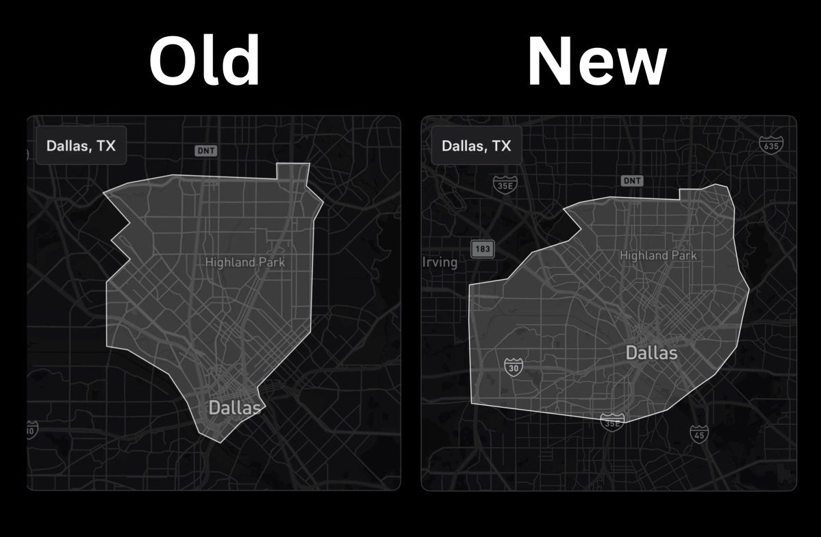 Tesla Expands Robotaxi Geofences in Dallas and Austin