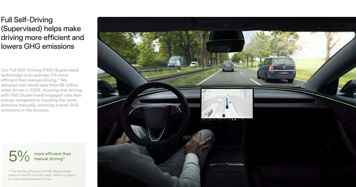 Tesla FSD Is More Energy Efficient Than Human Drivers
