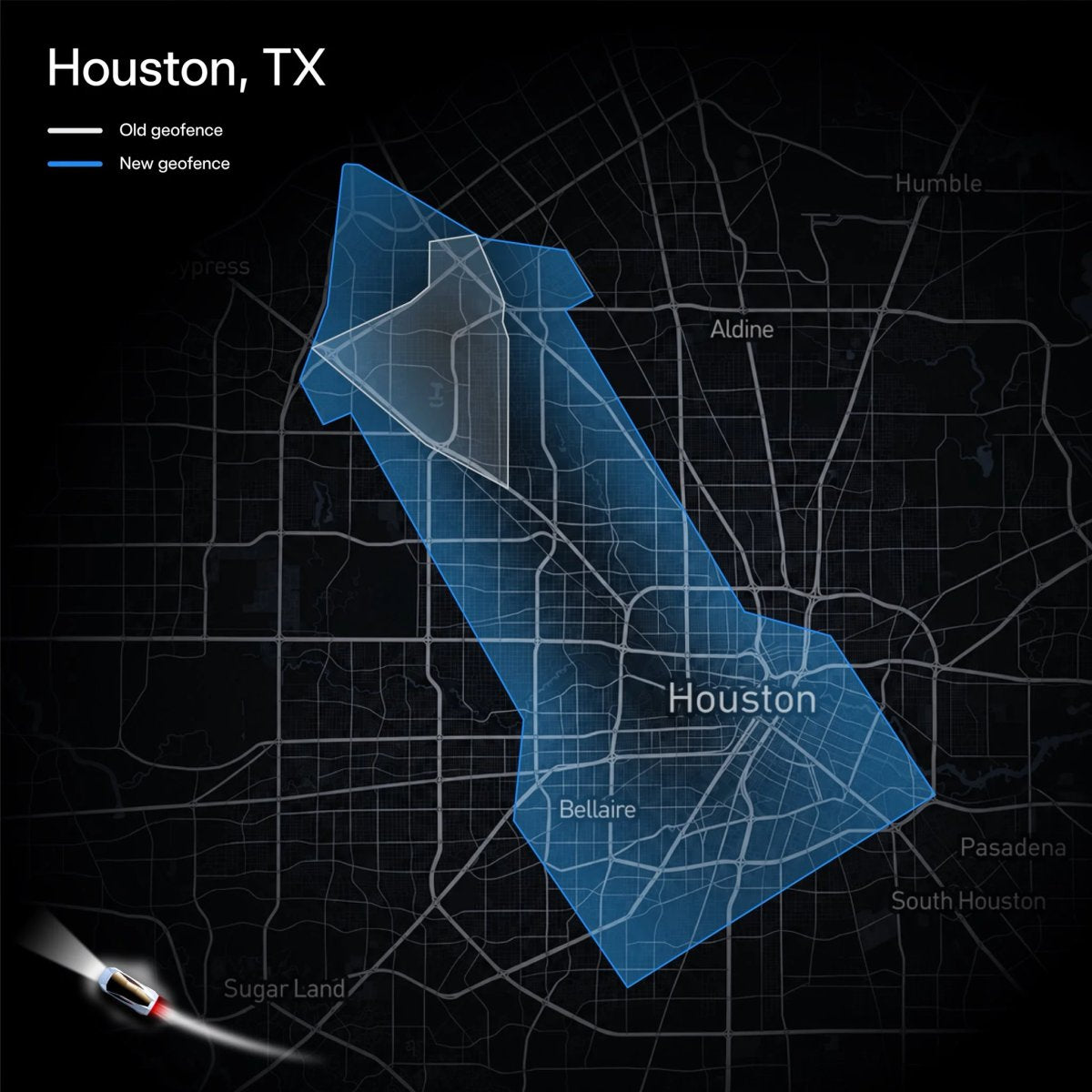 Tesla Widens Houston Robotaxi Geofence to 254 Square Miles
