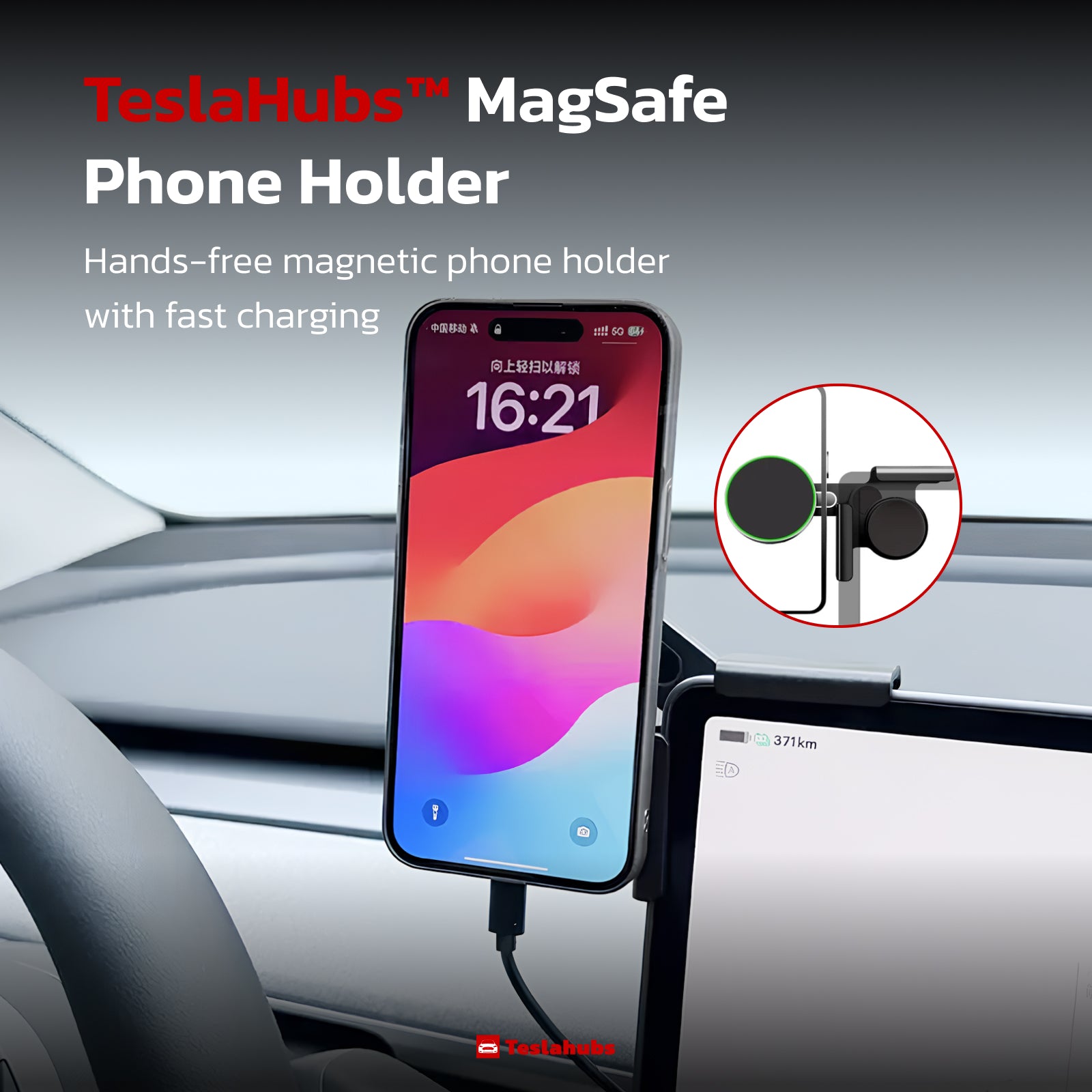 MagSafe Phone Holder for Tesla Model Y – Hub - Main Image