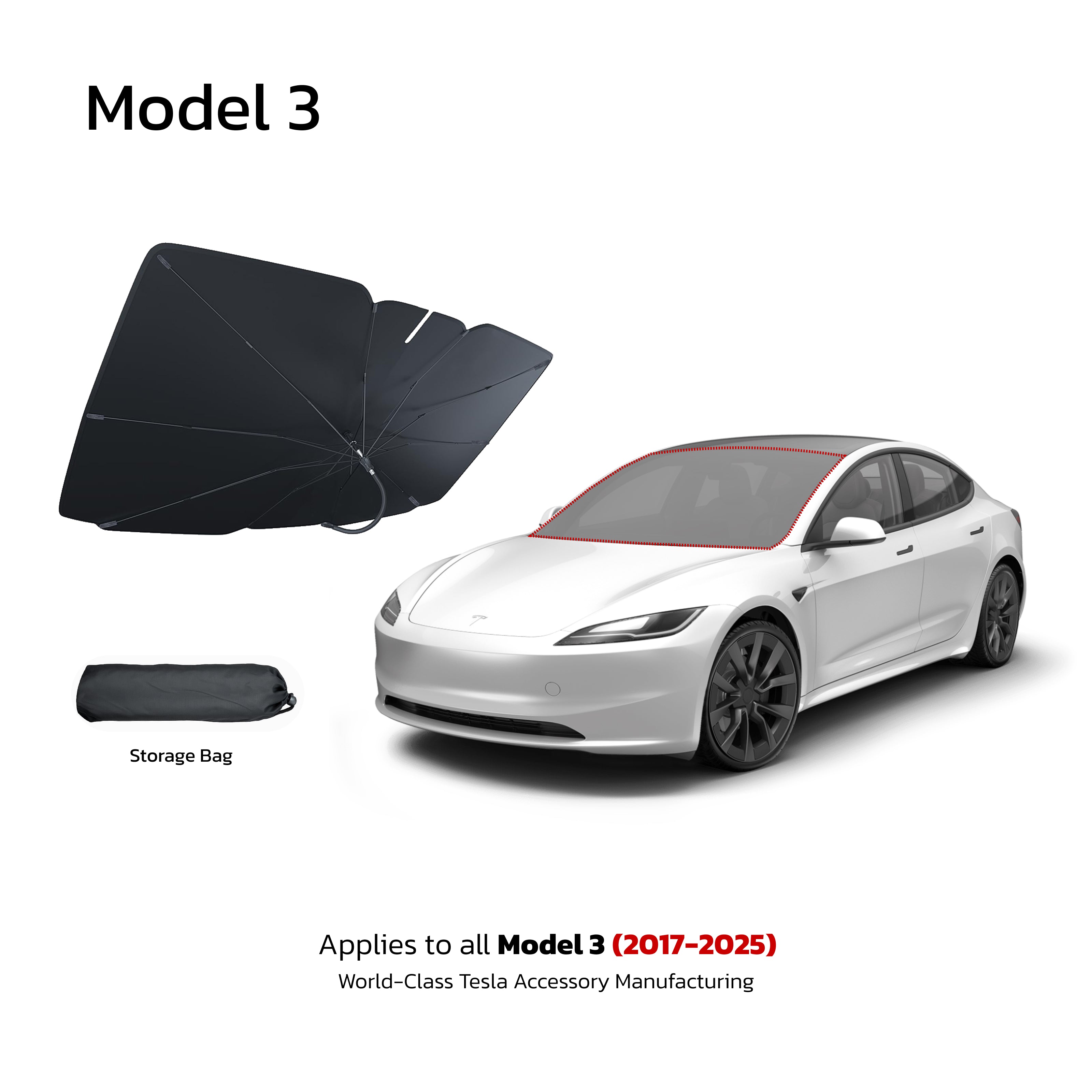 Teslahubs™ SunGuard Umbrella for Model 3,Y,S