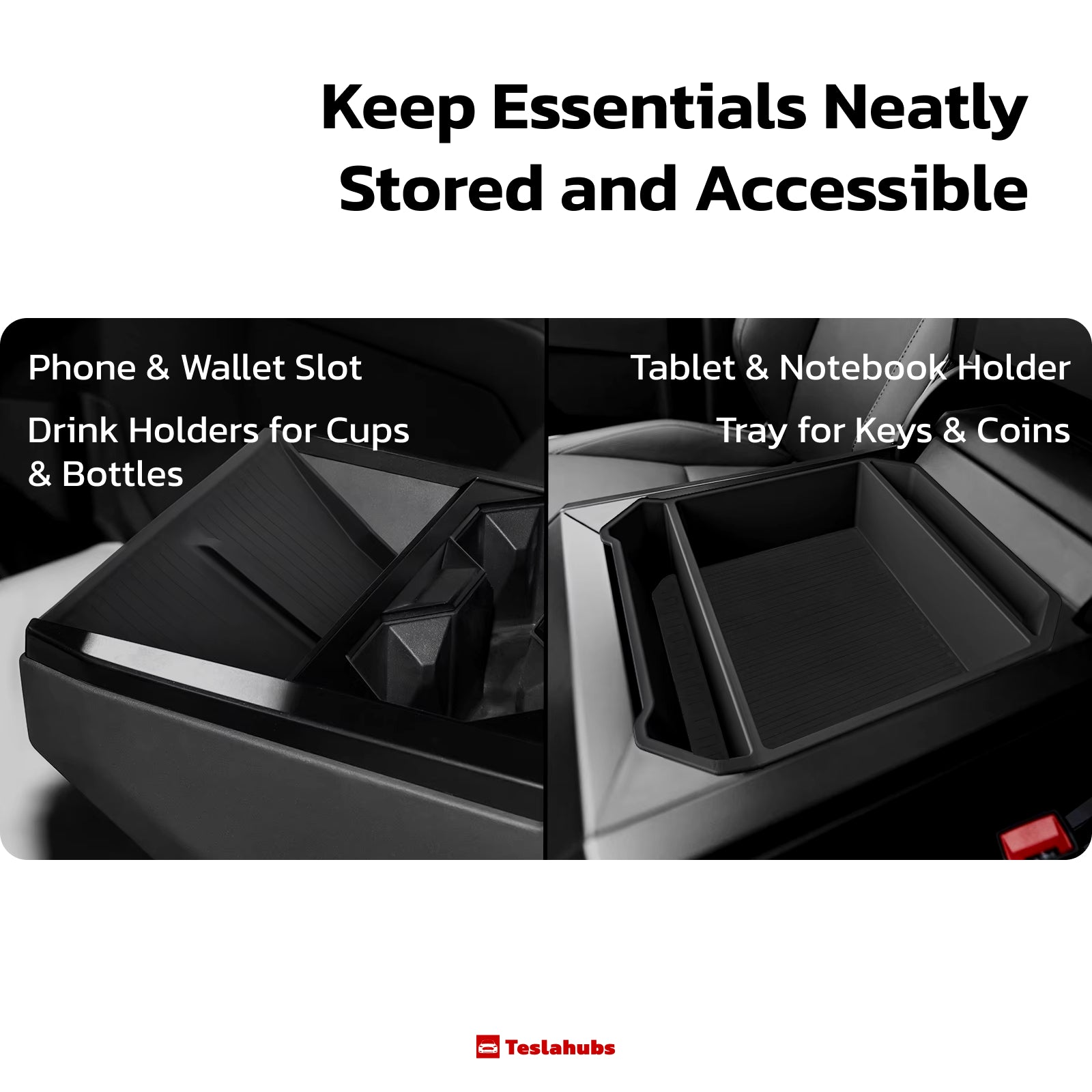 Teslahubs™ Cybertruck Lower Center Console Organizer
