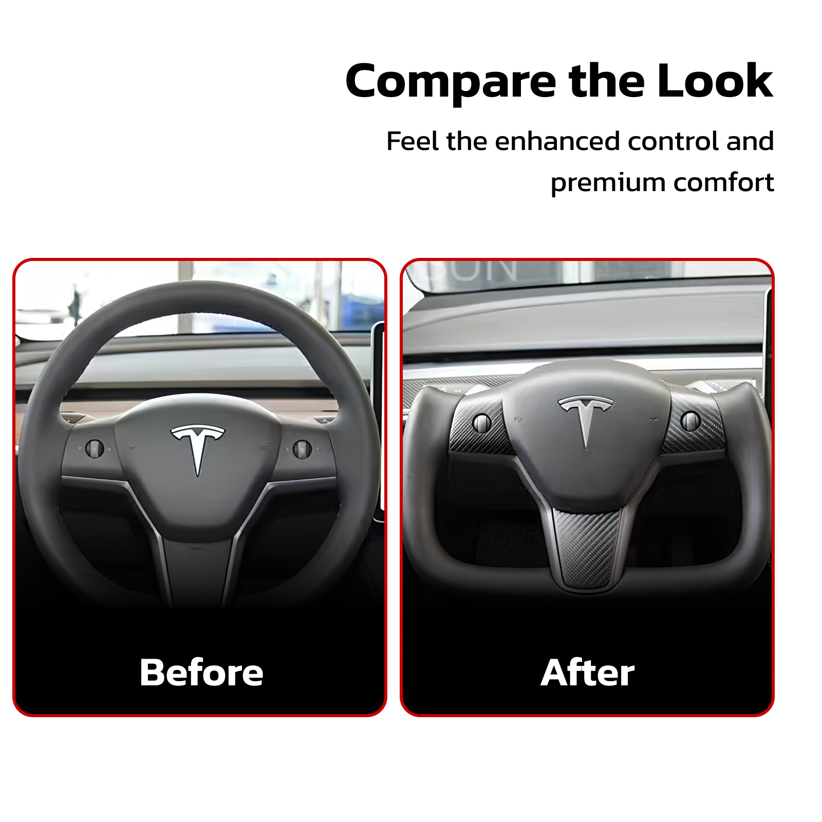 Teslahubs™ Real Carbon Yoke Steering Wheel