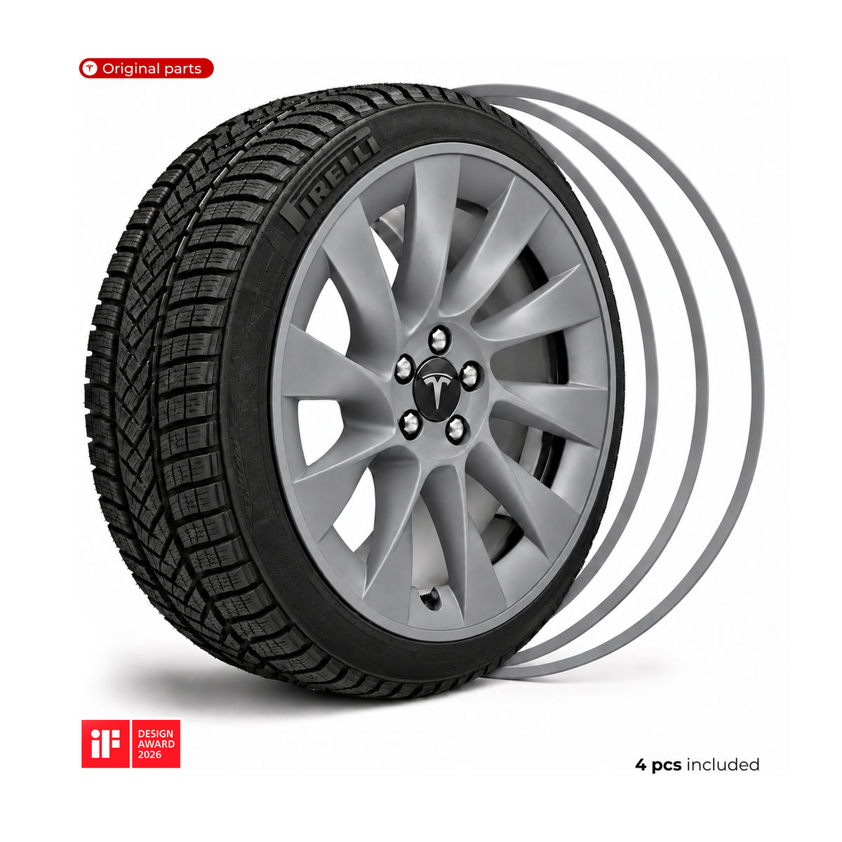 Teslahubs™ Aluminium-Felgenschutz, Modell 3, Y, S, X