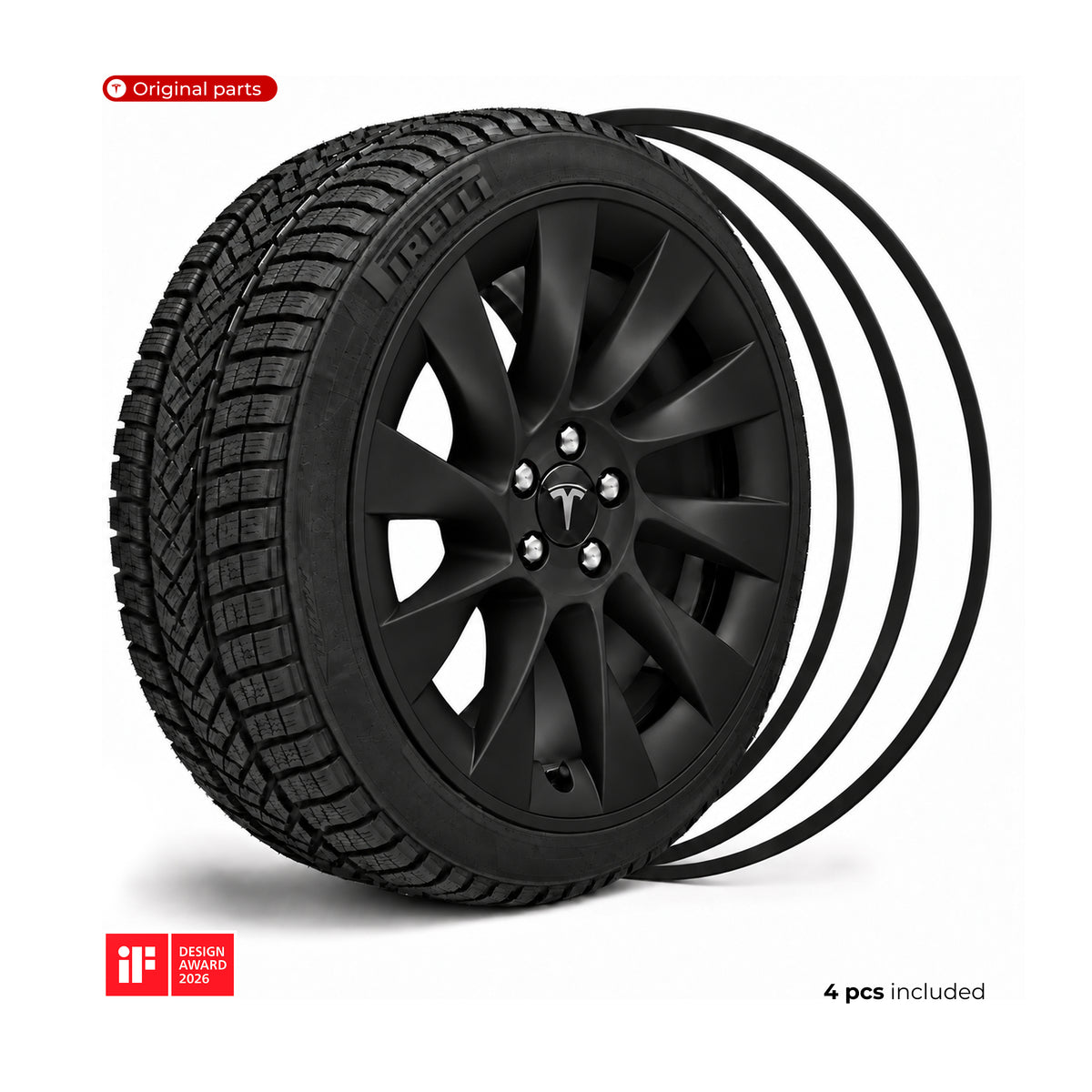 Teslahubs™ Aluminium-Felgenschutz, Modell 3, Y, S, X