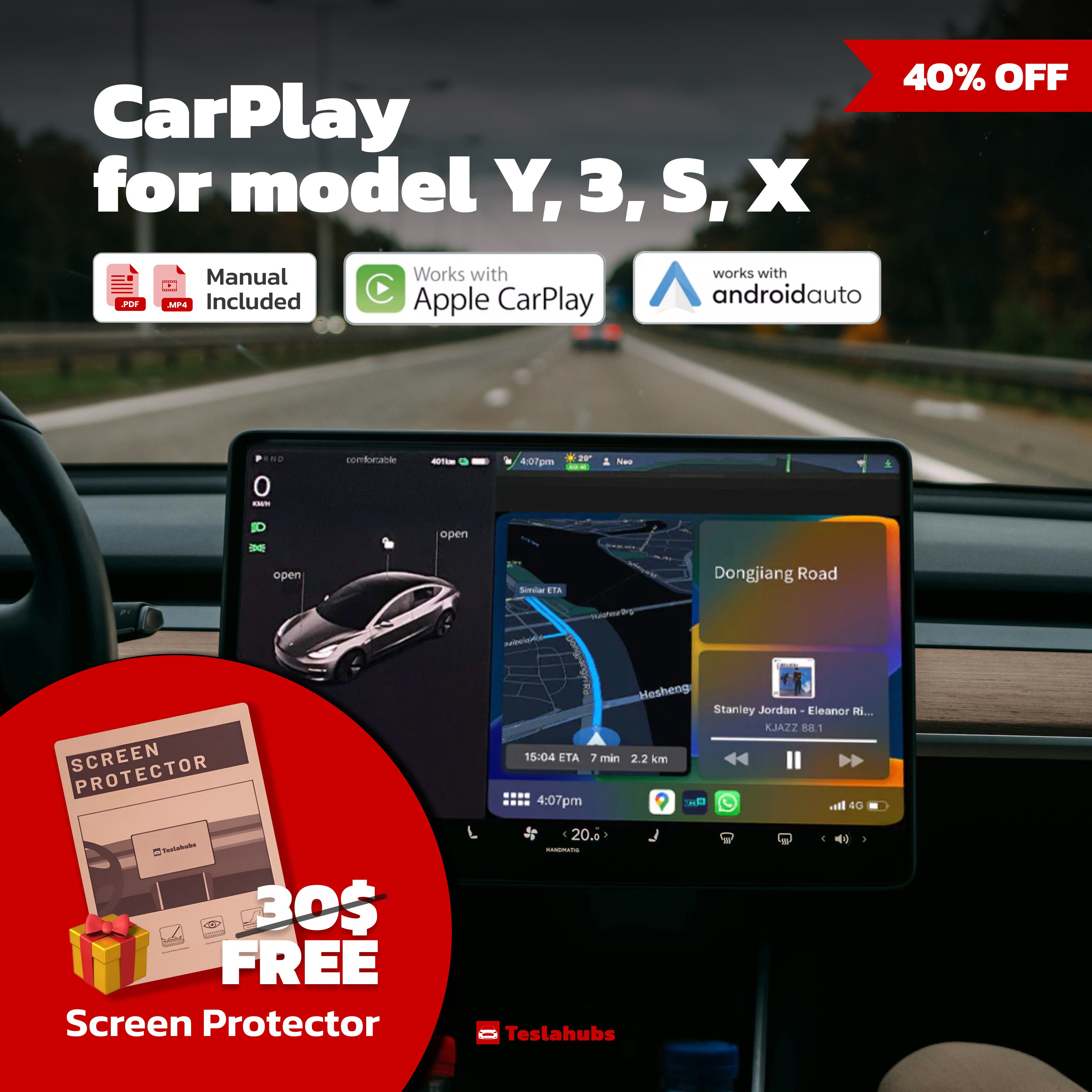 Teslahubs™ MagicBox - Kit CarPlay per Y, 3, S, X, Cybertruck