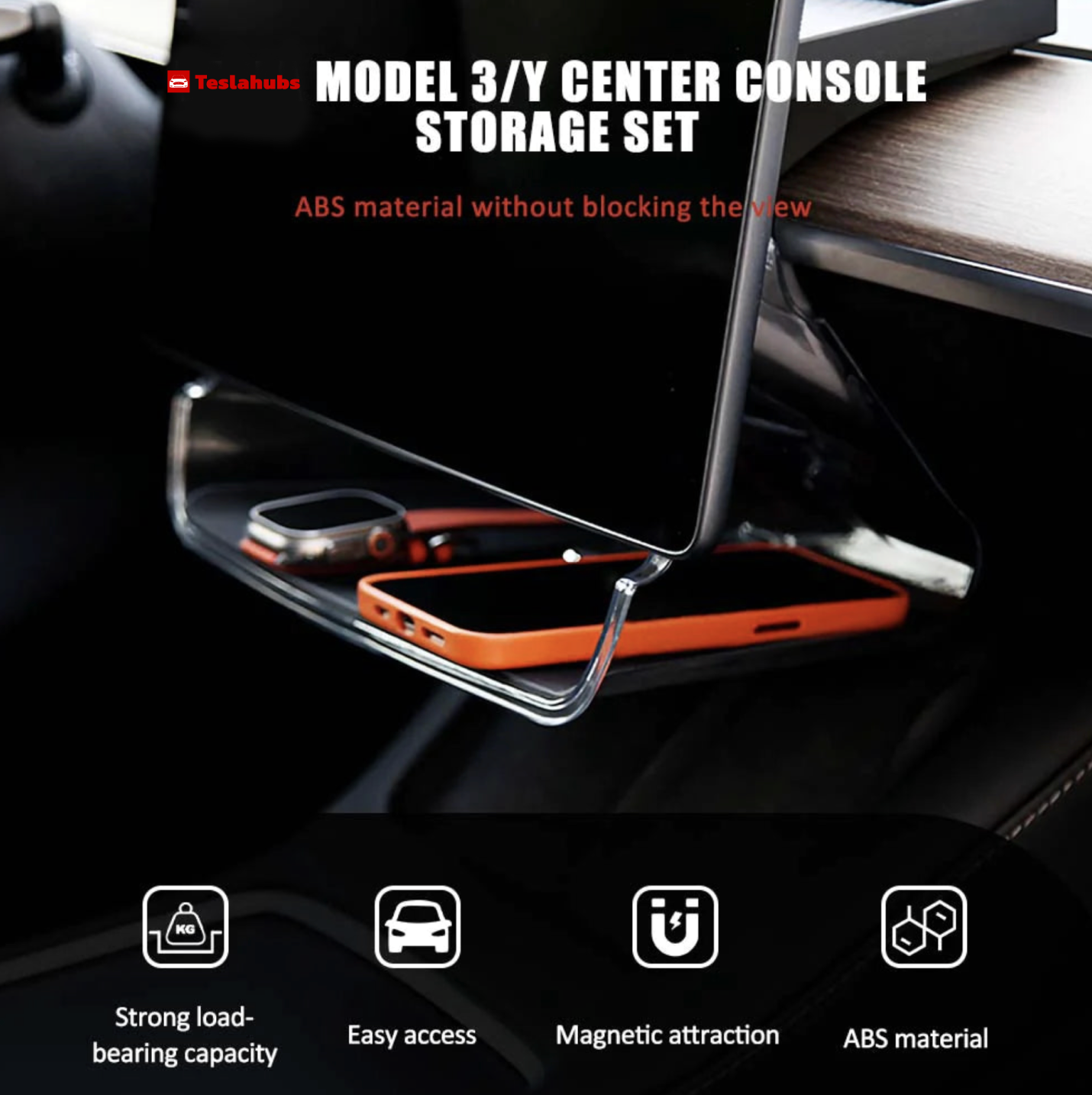 Teslahubs™ Mittelkonsole Aufbewahrungsset, Model 3 / Y