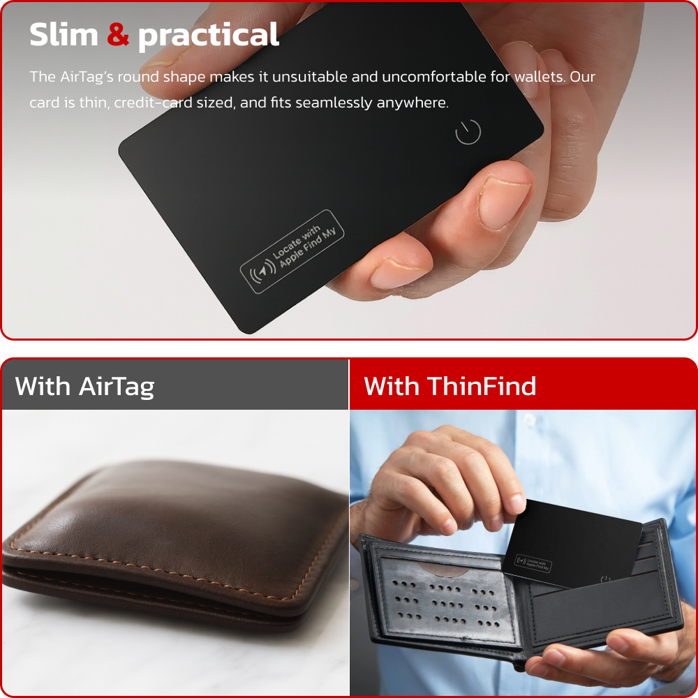 TeslaHubs™ ThinFind - Wireless FindMy Compatible AirTag Card