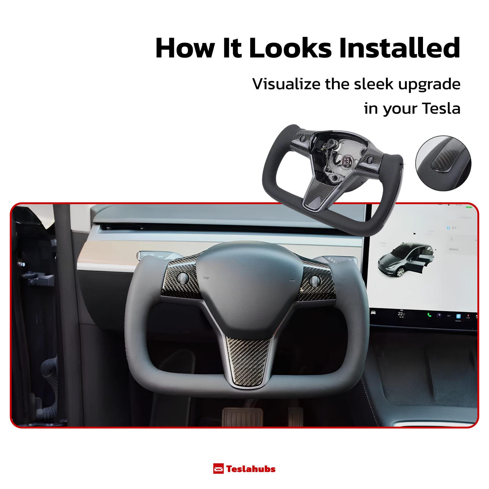 Teslahubs™ Real Carbon Yoke Steering Wheel