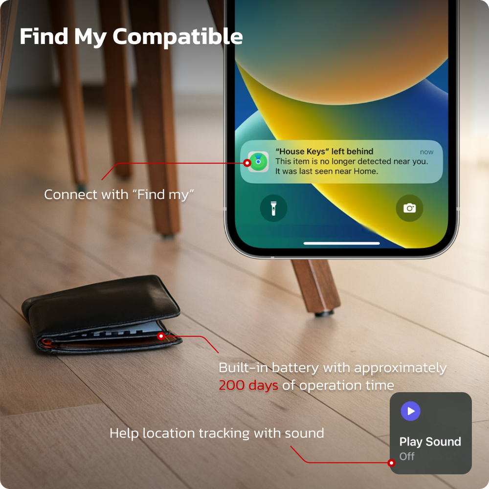 TeslaHubs™ ThinFind - Wireless FindMy Compatible AirTag Card