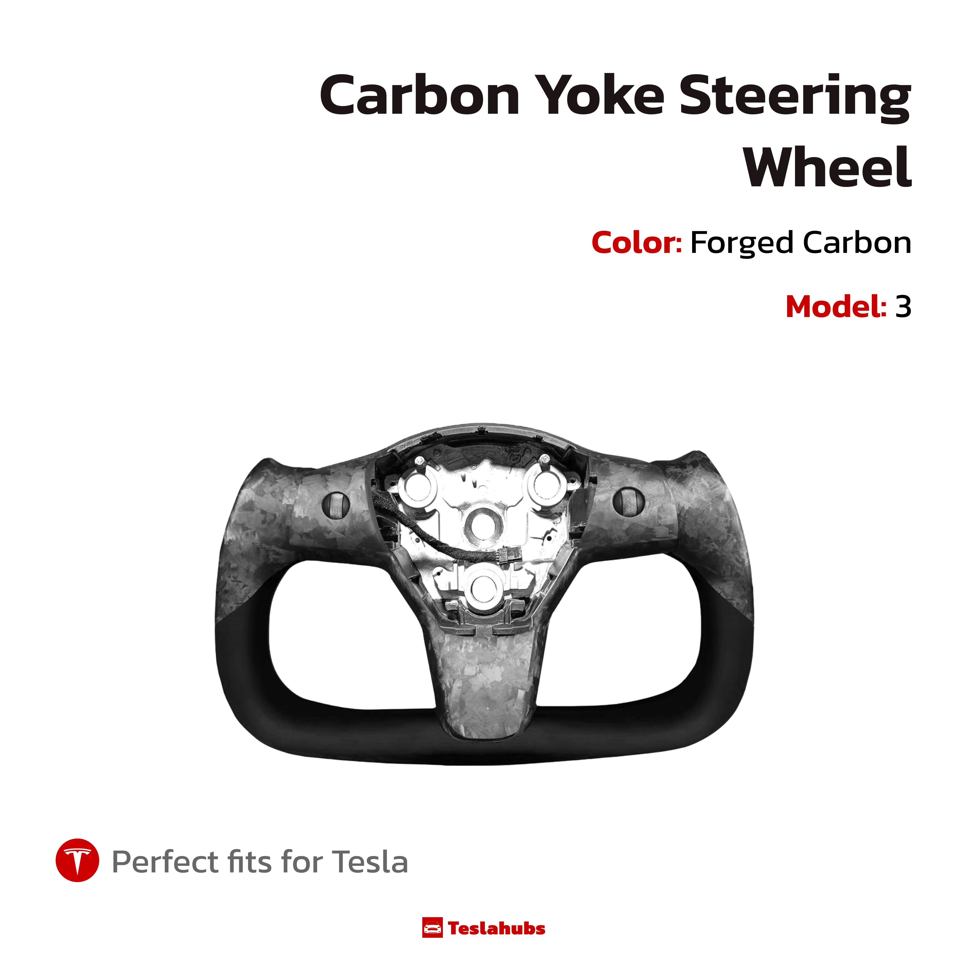 Teslahubs™ Real Carbon Yoke Steering Wheel