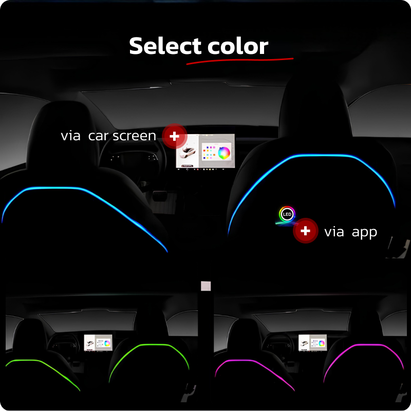 Luci Ambientali RGB per Sedili Posteriori TeslaHubs™