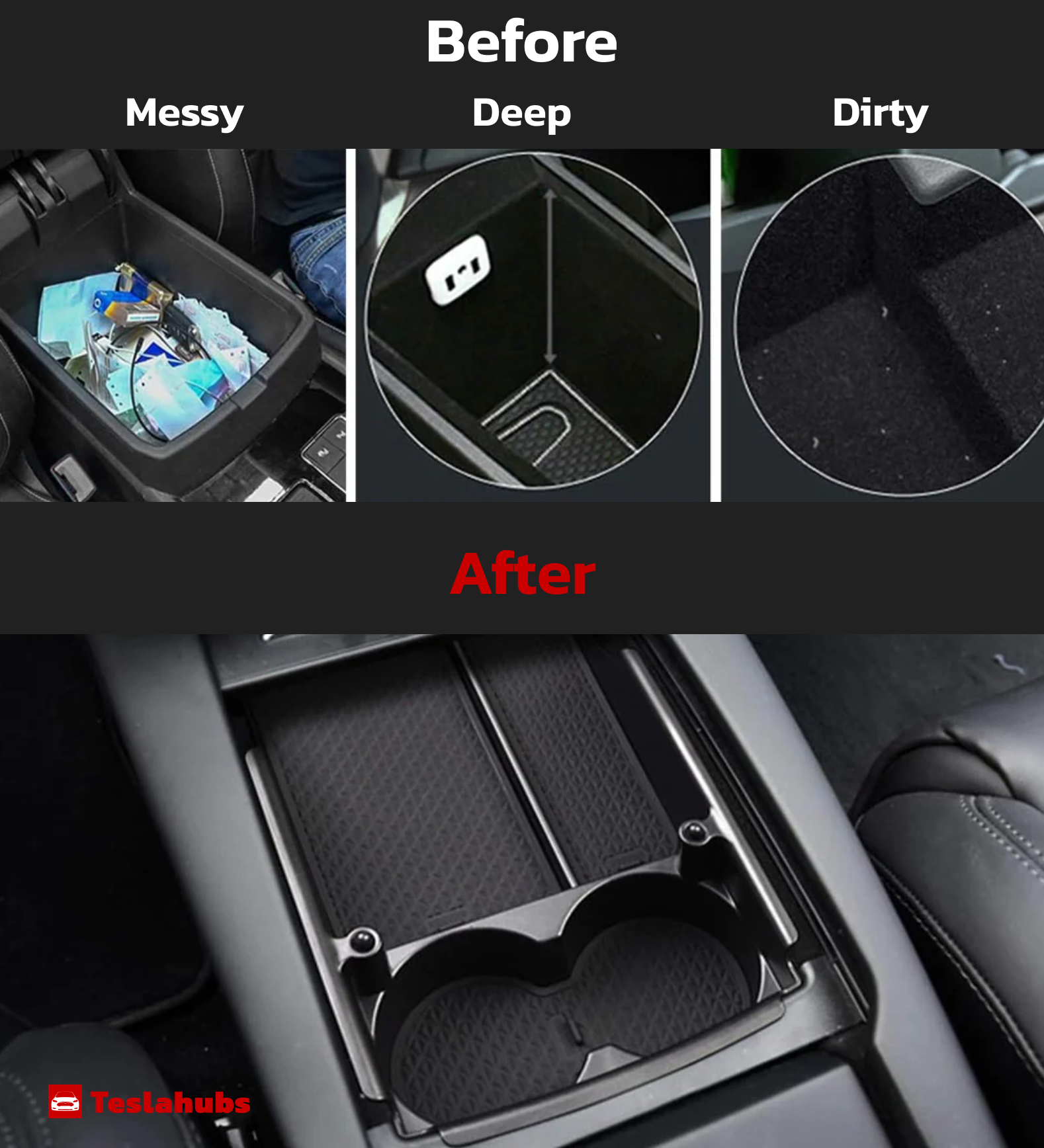 Teslahubs™ Scatola portaoggetti per bracciolo per Tesla Model X/S