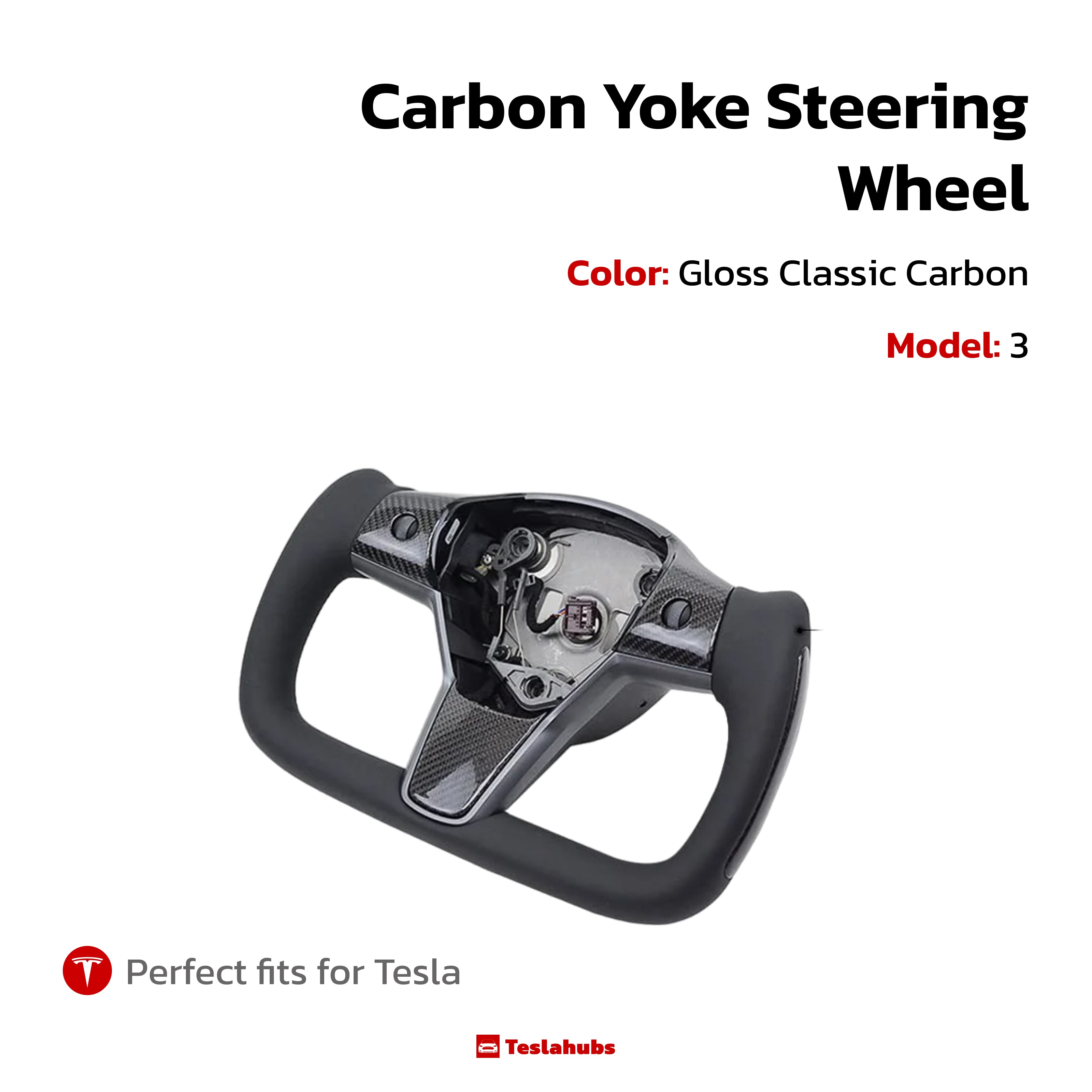 Teslahubs™ Real Carbon Yoke Steering Wheel