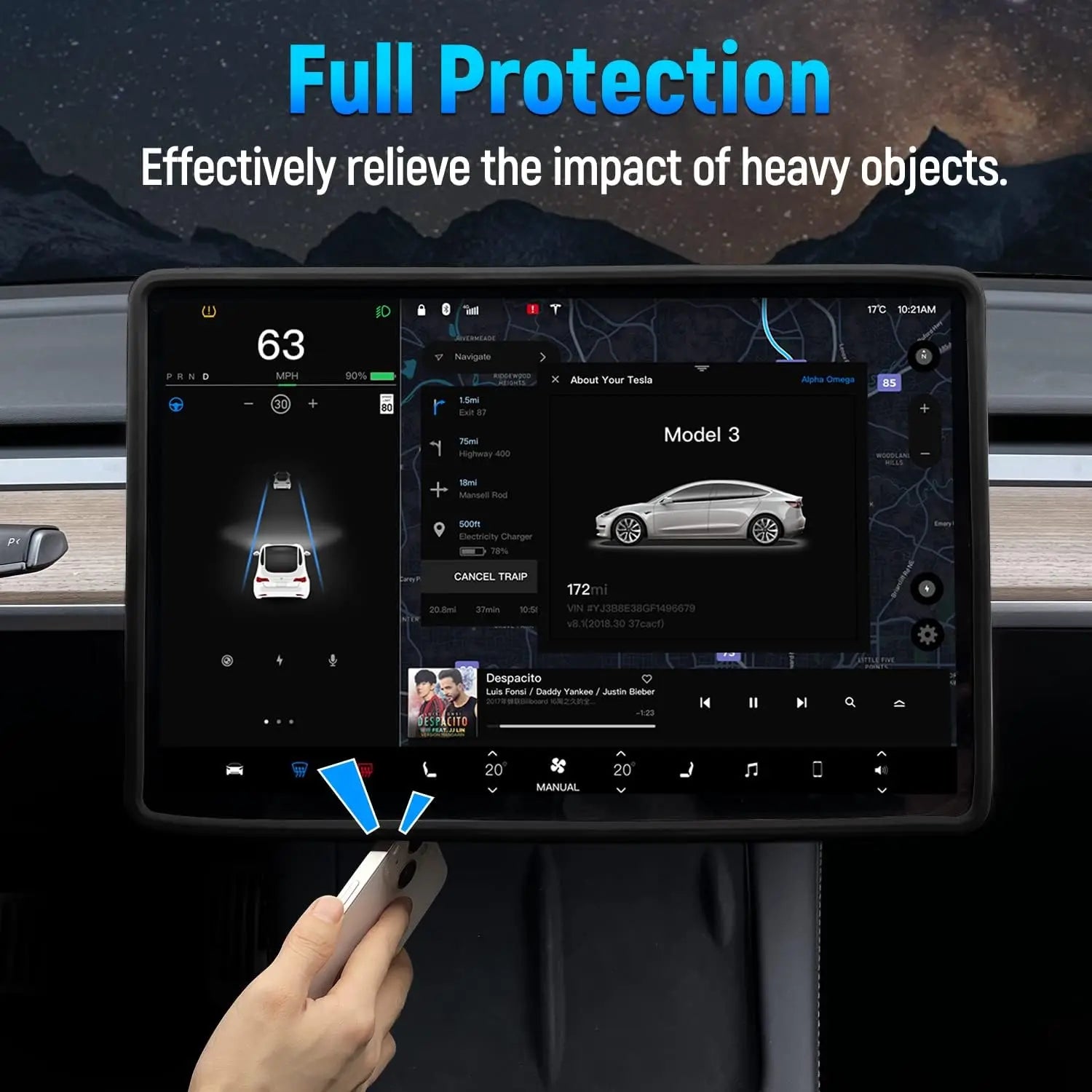 Teslahubs™ Protezione per cornice dello schermo per Model 3 / Y