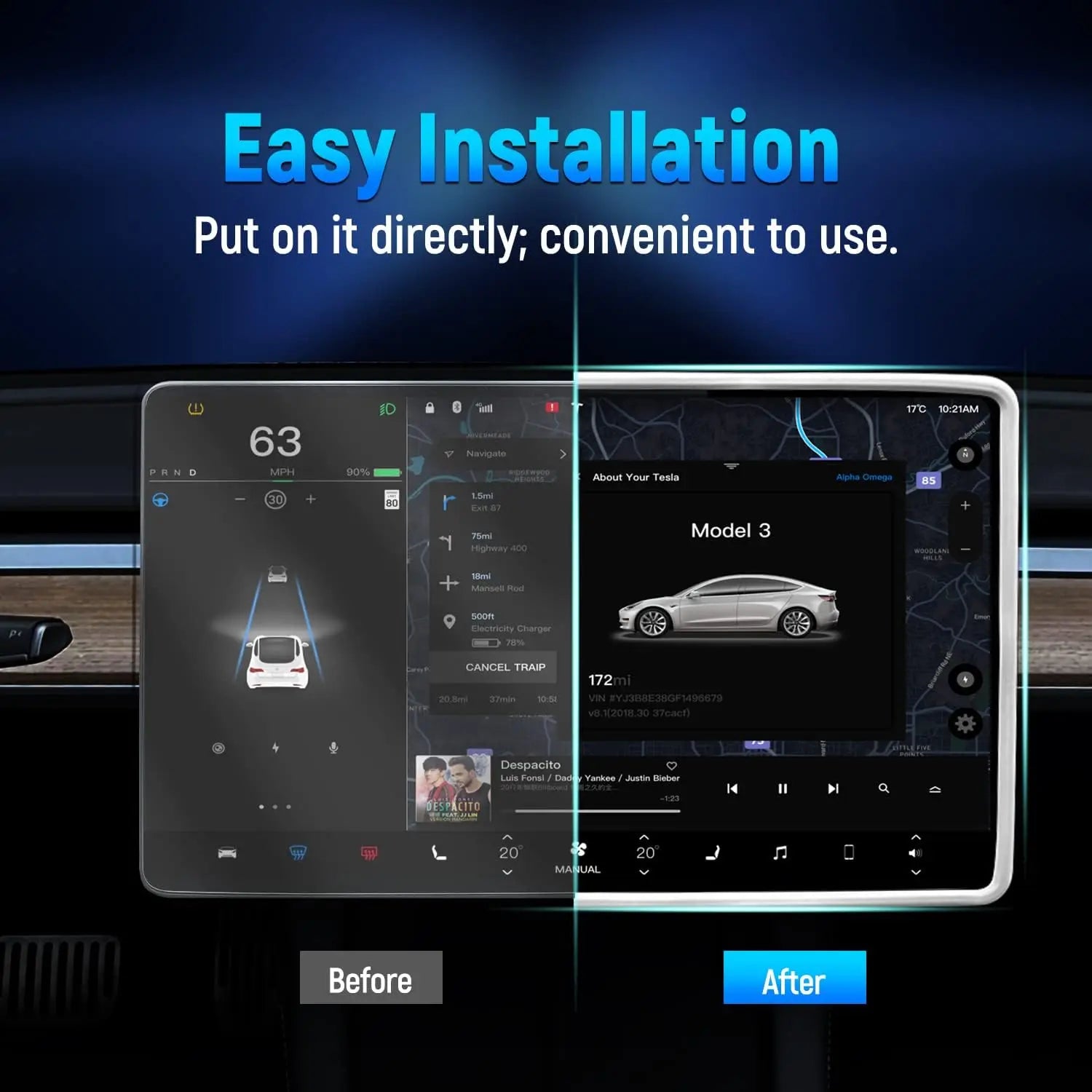 Teslahubs™ Protezione per cornice dello schermo per Model 3 / Y