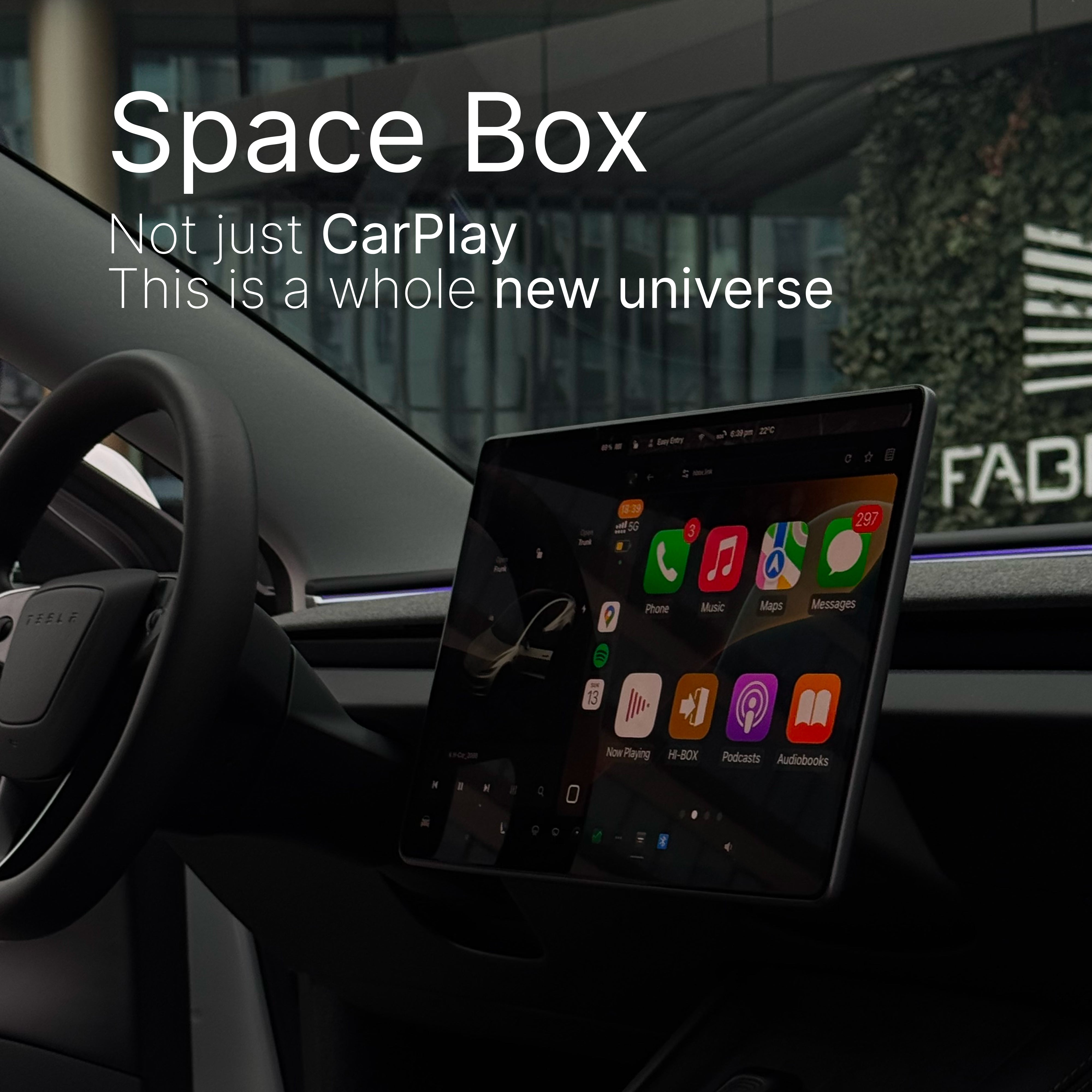 Teslahubs™ Space Box – CarPlay für Y, 3, S, X, Cybertruck