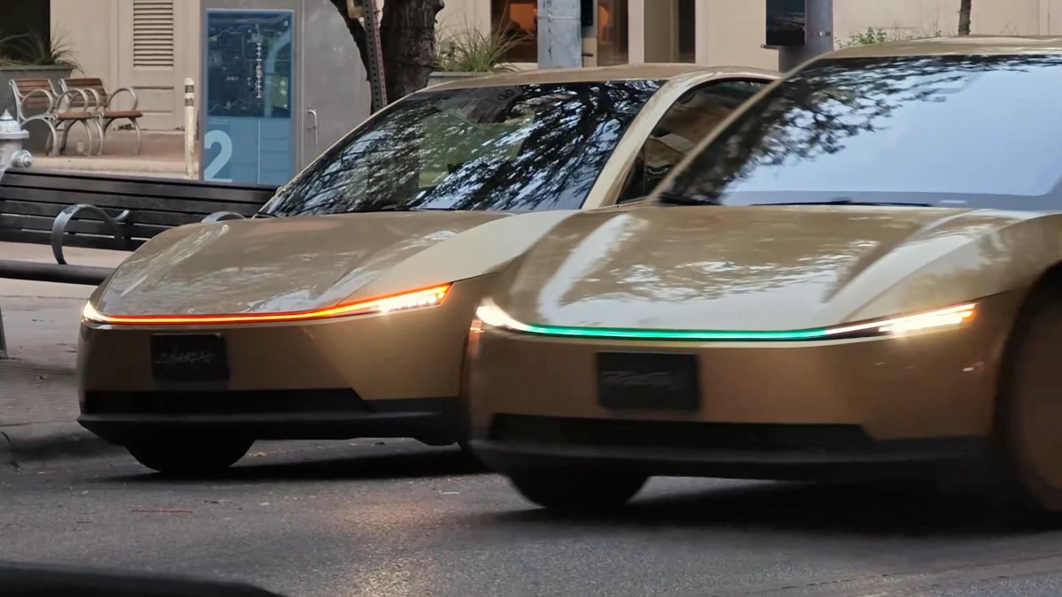 Tesla Cybercab Spotted Testing Multi-Color RGB Light Bar