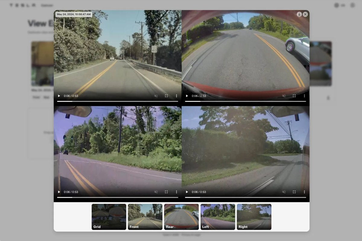Tesla Launches New Web-Based Dashcam Viewer