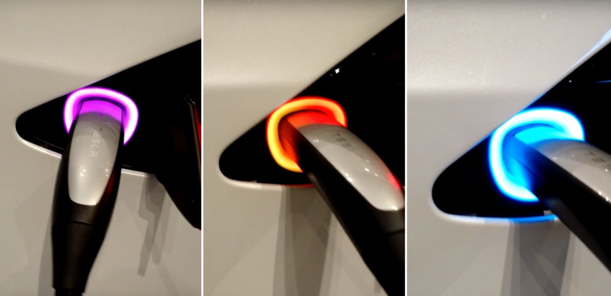 Tesla's Rainbow Charge Port Light Easter Egg