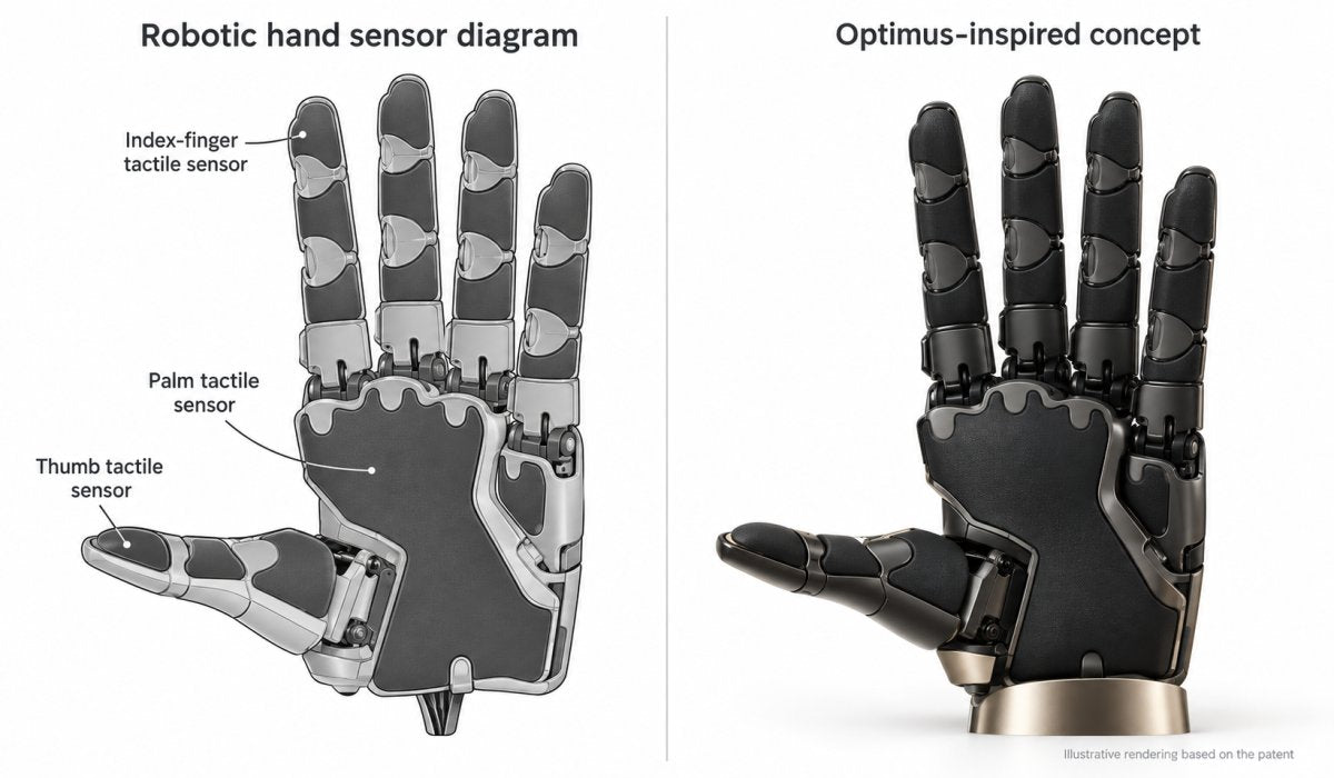Tesla Patent Outlines Curved Tactile Sensors for Optimus Hands