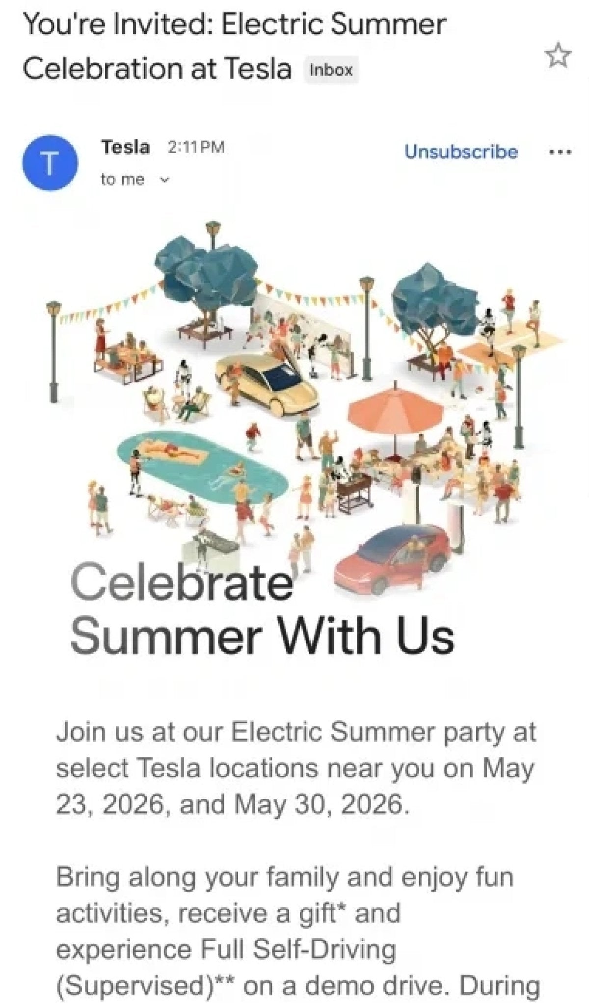 Tesla Invites Owners to 'Electric Summer' Store Parties in U.S., Canada