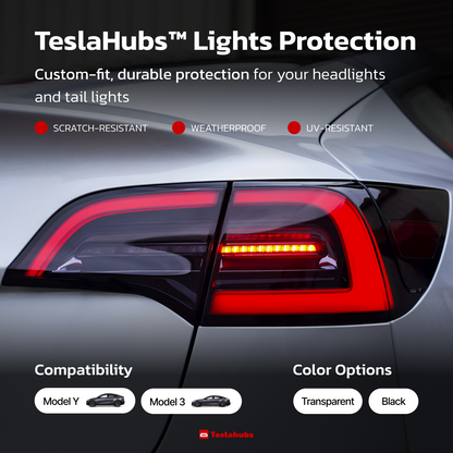 Teslahubs™ Lights Protector : Film protecteur fumigé pour les phares avant et arrière 