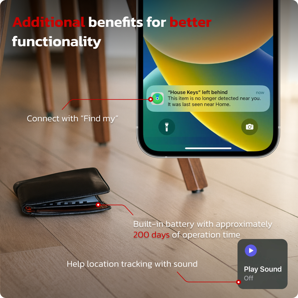 TeslaHubs™ ThinFind - Wireless FindMy Compatible AirTag Card