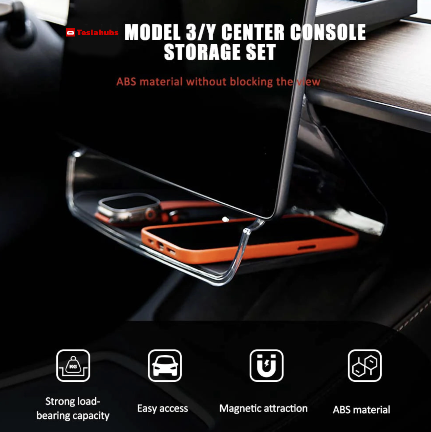 Teslahubs™  Center Console Storage Set, Model 3 / Y