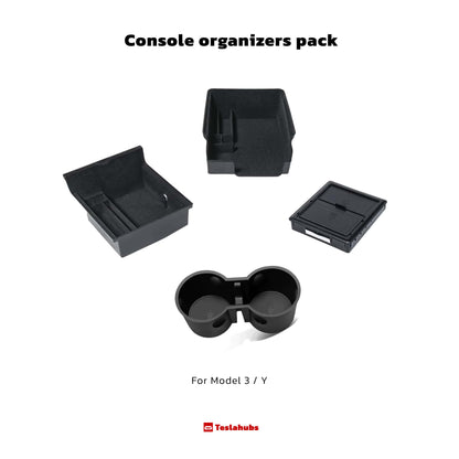 Teslahubs™ Console storage organizers pack for Model 3 / Y - 1