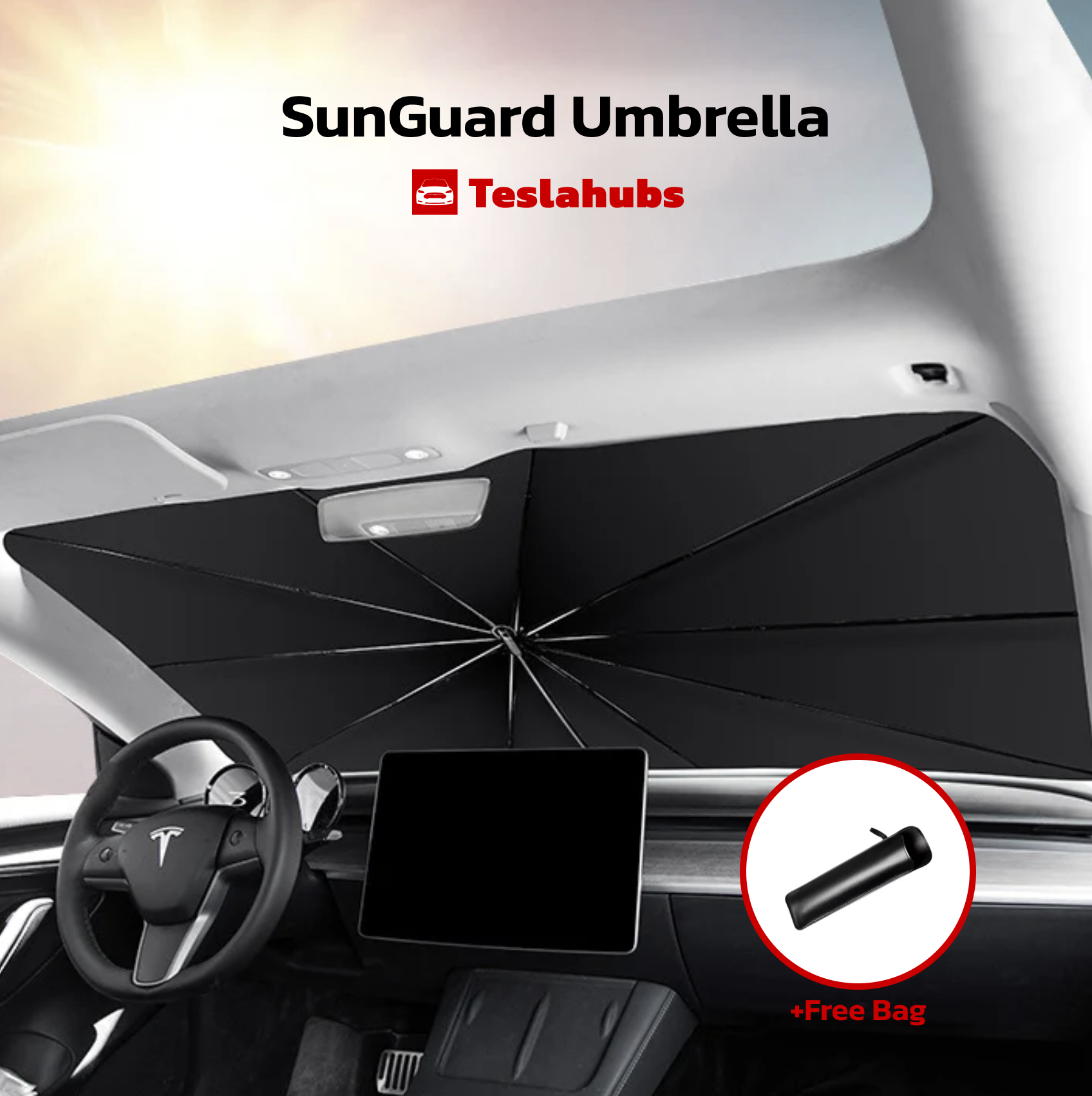 Teslahubs™ SunGuard Umbrella for Model 3,Y,S