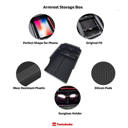 Teslahubs™ Armrest Storage Box For Tesla Model X/S