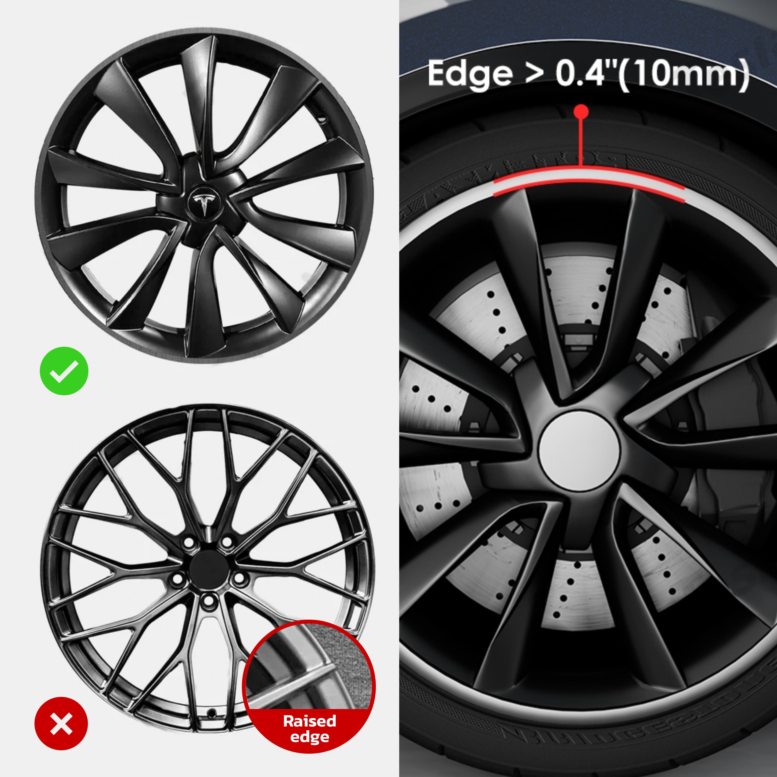 Teslahubs™ Aluminium Rim Protectors, Model 3, Y, S, X