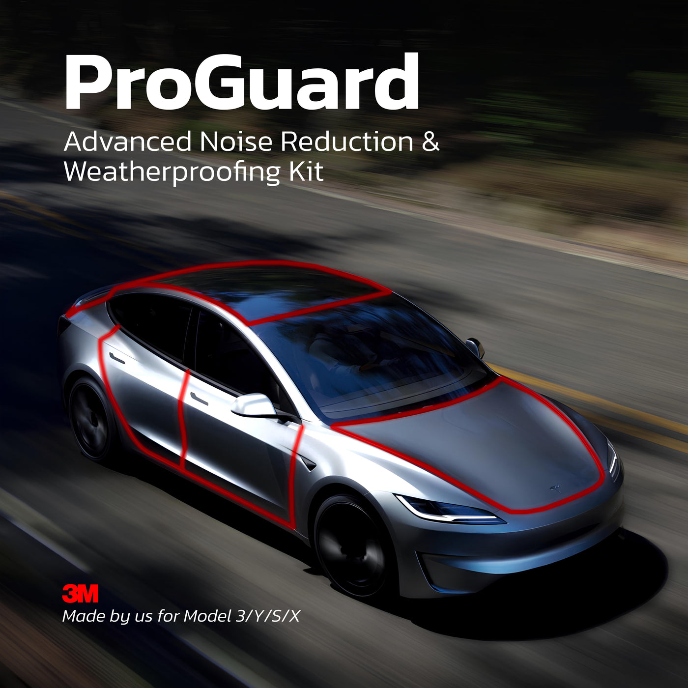 Teslahubs ProGuard noise reduction and weatherproofing seal kit laid out for a Tesla