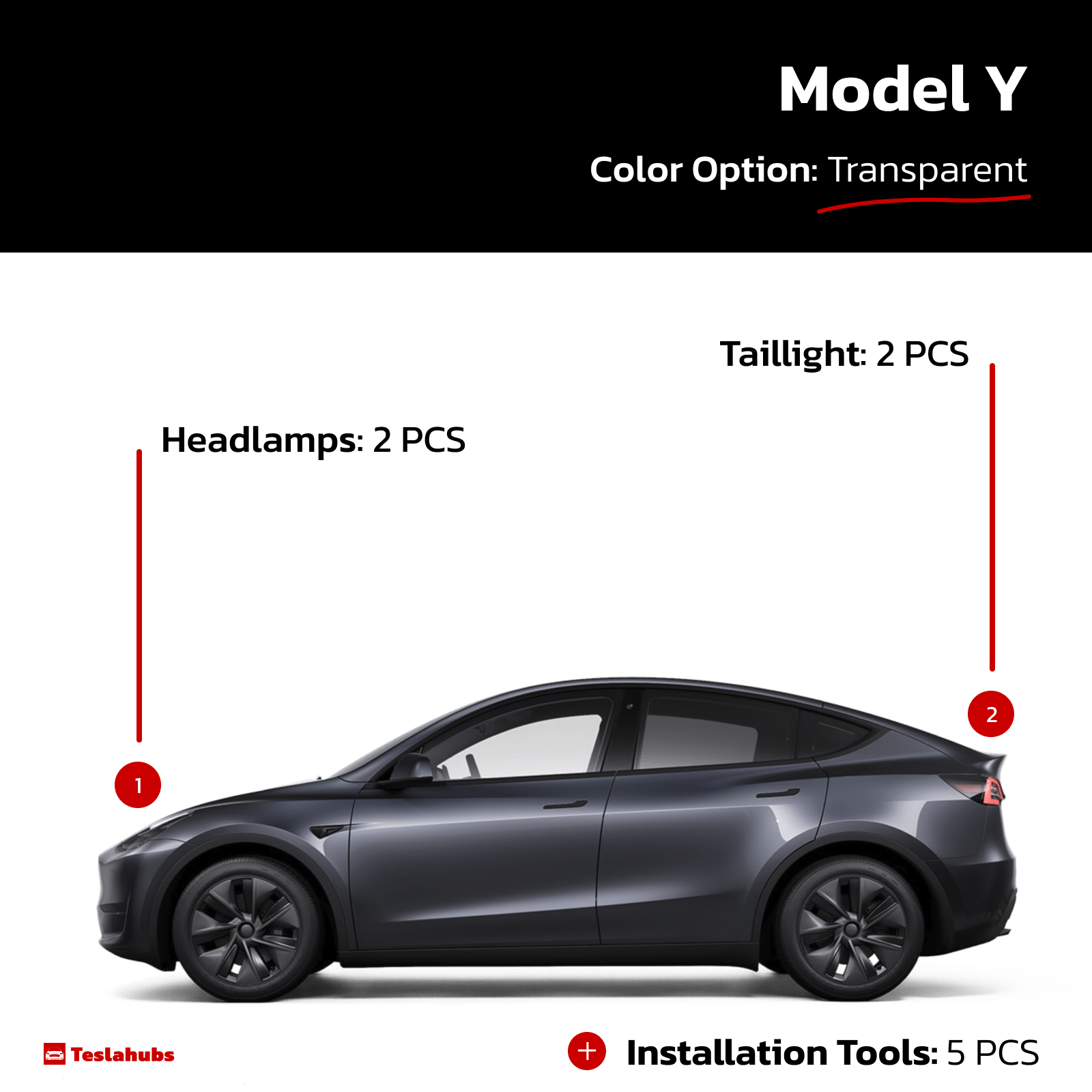 Teslahubs™ Lights Protector : Film protecteur fumigé pour les phares avant et arrière 