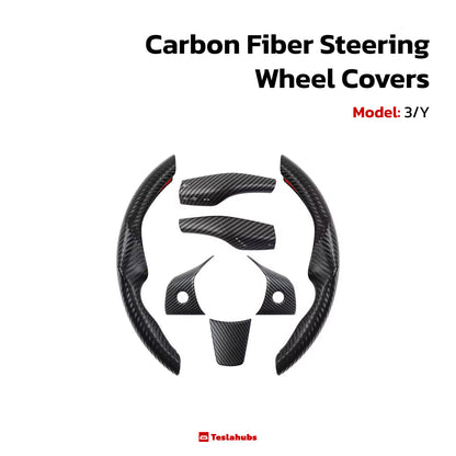 Teslahubs™ Carbon Fiber Steering Wheel Covers for Tesla Model 3 & Model Y (bundle)