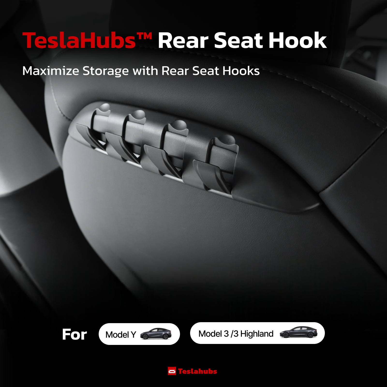 Teslahubs™ Rear Seat Hooks Set