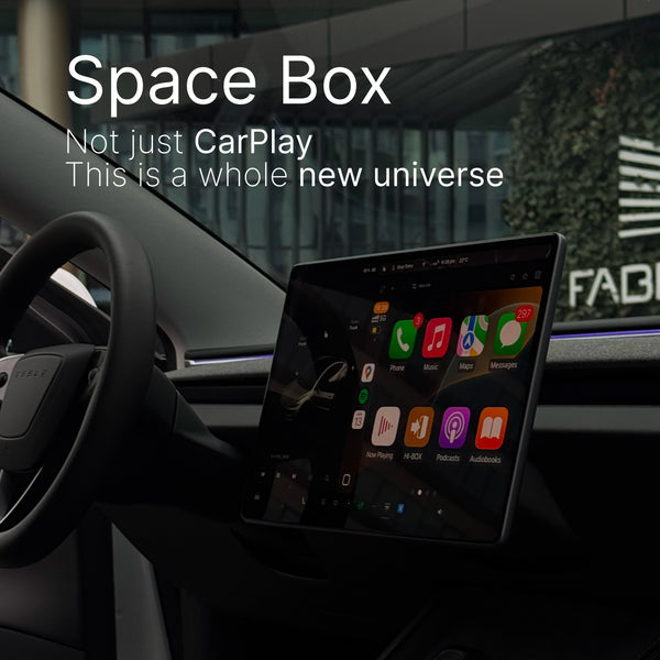 Teslahubs™ Space Box - CarPlay per Y, 3, S, X, Cybertruck, Juniper